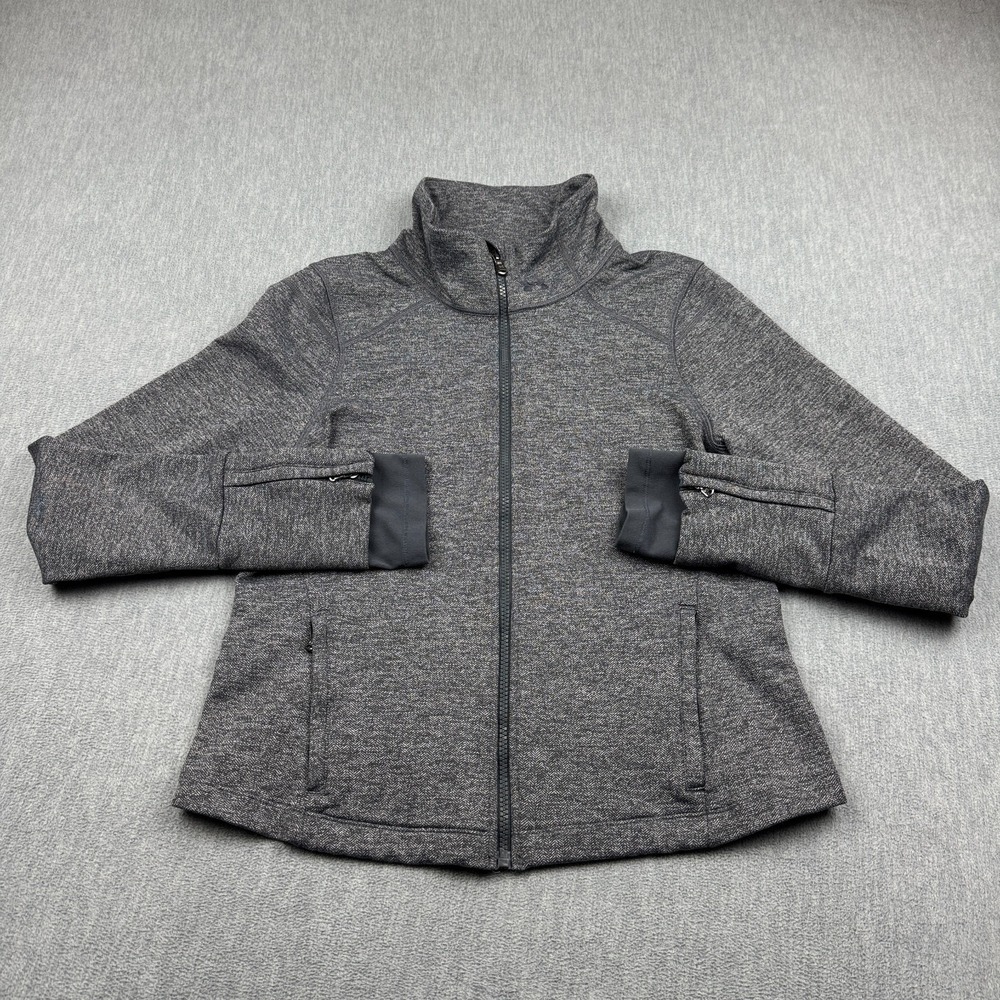 Under Armour‎ Jacket Womens Large Gray Full Zip Fleece Thumbholes Fitted Golf